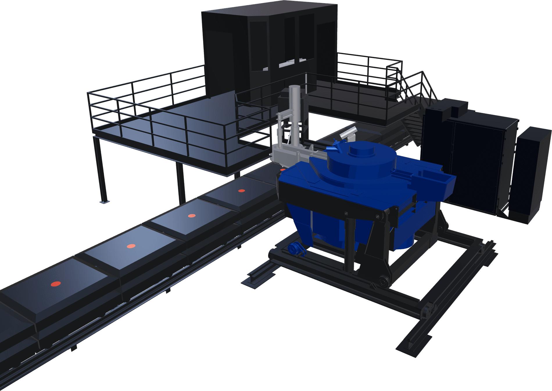 Render of the complete CAP press-pouring system